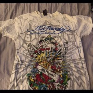 Ed Hardy white rhinestone shirt